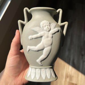 COPY - Vintage Gray Cherub Jasperware Bisque Bud Vase